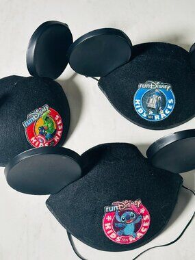 Disney 2014 run Disney Kids  Races Mickey Mouse Black Ears Hat - Lot of 3